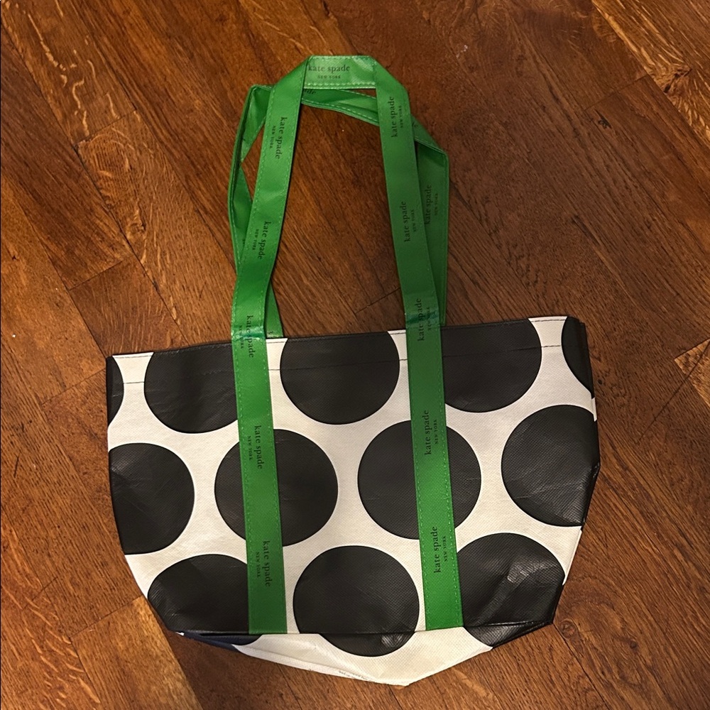 Kate Spade Black and White Tote with Green Straps